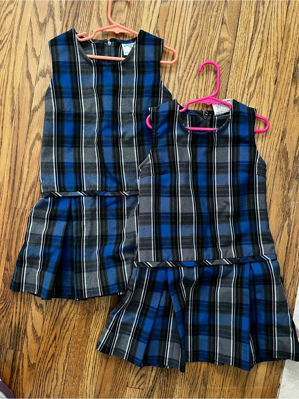 Girls Blue and Black Plaid School Jumper Dress -
